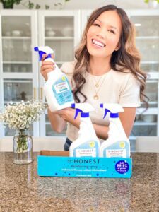 Rachel Vogt with Honest disinfecting spray products