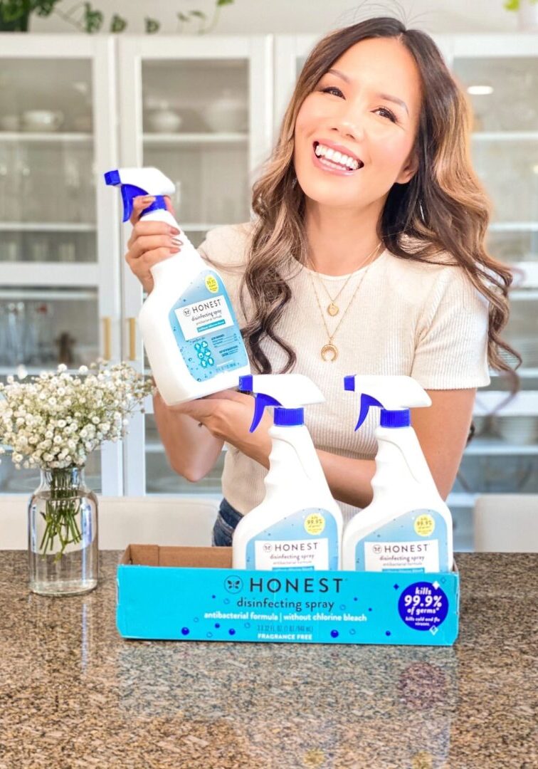 Rachel Vogt with Honest disinfecting spray products